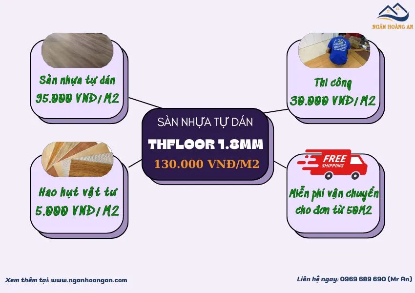Bảng Giá Thi Công Hoàn Thiện Sàn Nhựa Tự Dán THFloor 1.8mm